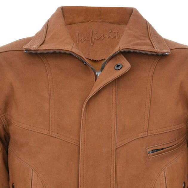 Infinity Minsk Harrington Leather Jacket Brown XS 4