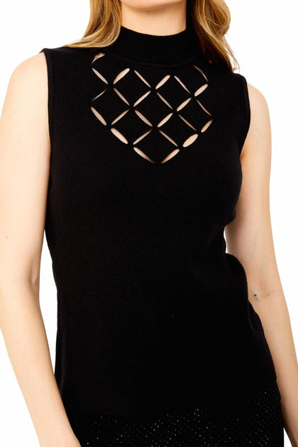 Frank Lyman Knit Sleeveless Top Black Small 3