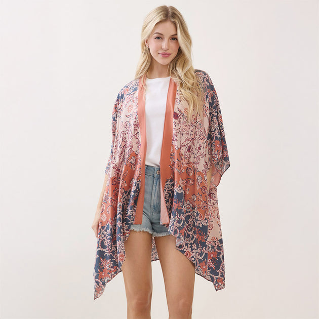 TRUEDAMES Kimono Poncho Floral Multi One Size 3