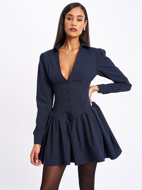 Miss Circle Xabrina Robe Chemise Rayée Bleu Marine 2