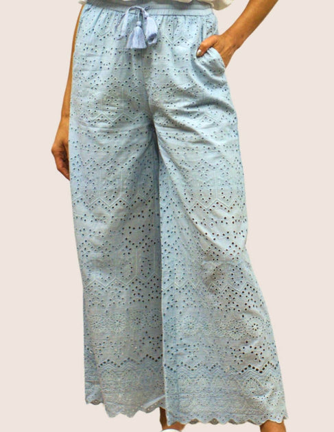 Caite & Kyla Joya Eyelet Pant Blue Medium 2