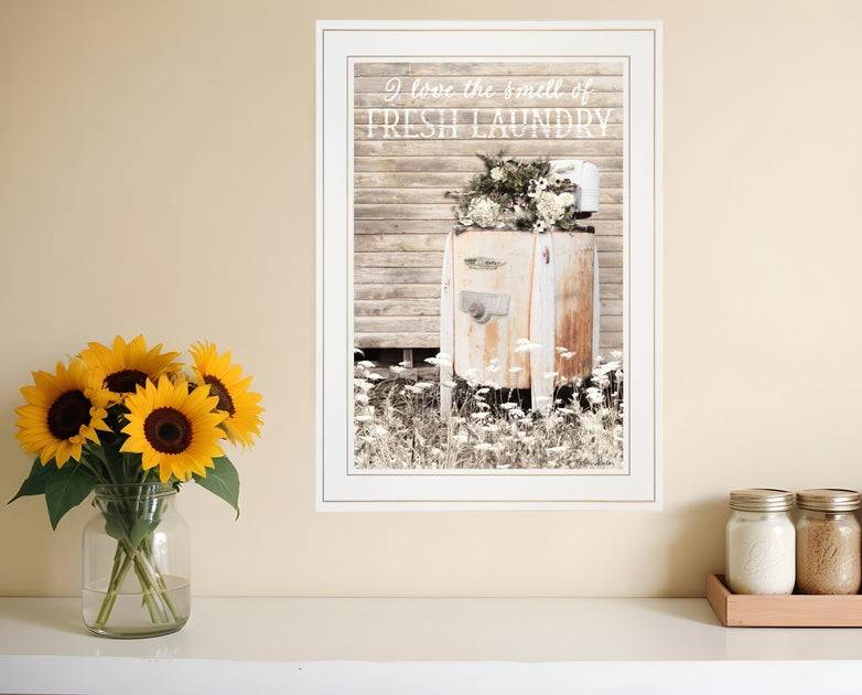Hivvago Fresh Laundry 1 Framed Print White 2