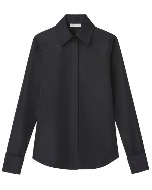 Lafayette 148 New York Hidden Button Front Slim Blouse Black US 8 3