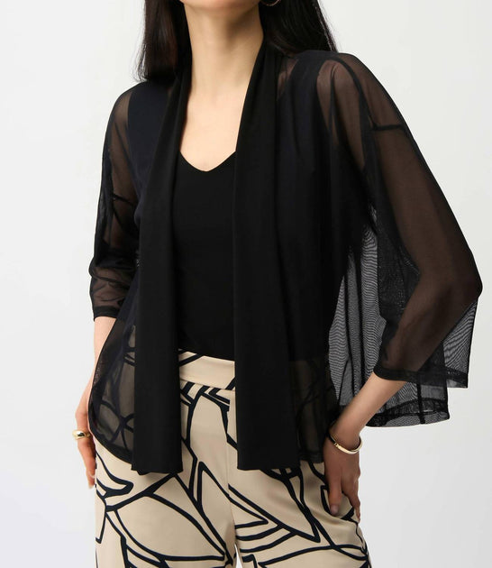 Joseph Ribkoff Mesh Cover Up Top Black XLarge 2