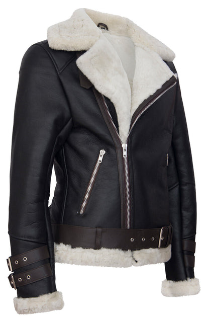 Infinity Edmonton Sheepskin Leather Biker Jacket Black Medium 3