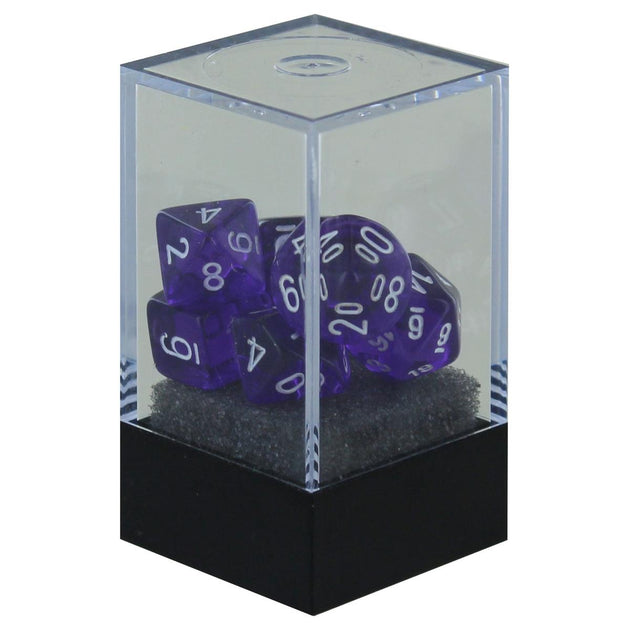 Chessex Manufacturing Mini Durchscheinendes Lila & Weiß Würfelset 3