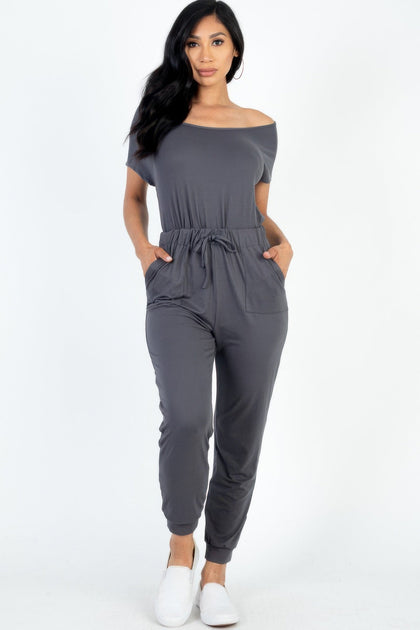 TRUEDAMES Two-way Shoulder Drawstring Jumpsuit Blue Medium 3