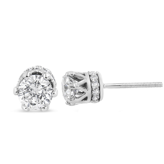 Haus of Brilliance Crown Diamond Stud Earring Silver 4
