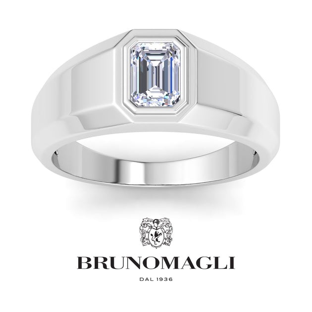 Bruno Magli Men's Solitaire Ring Silver US 9 5
