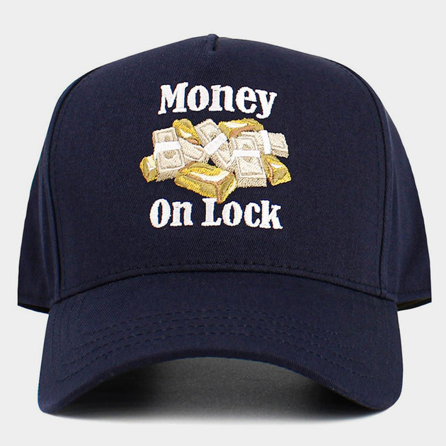 FASHNZFAB Money On Lock Embroidered Baseball Cap Blue 4