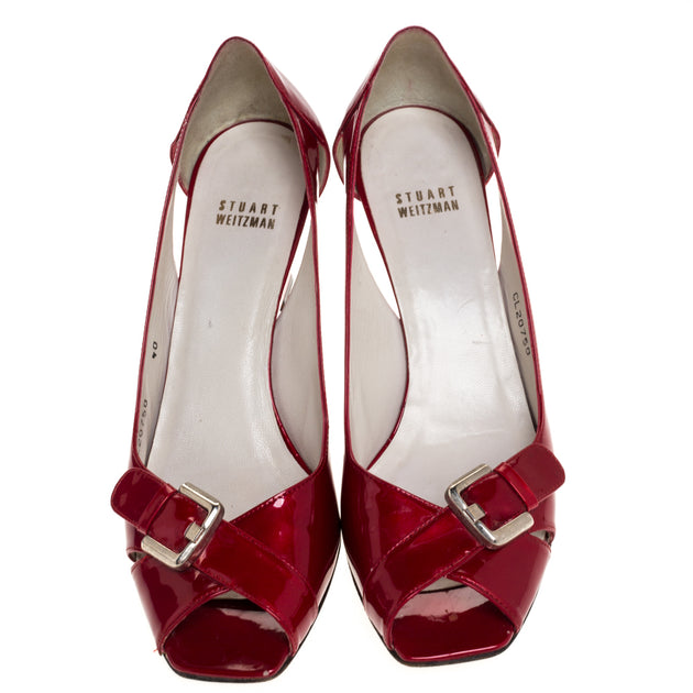 Stuart Weitzman Wedge Pumps Red Patent 40 4