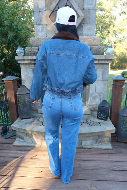 Et Clet Sherpa Denim Jacket Blue Large 3