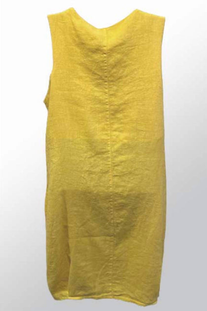 INIZIO Women's Italian Linen Dress In Sunflower | ShopSimon INIZIO Women's Italian Linen Dress In Sunflower | ShopSimon