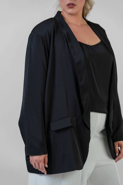 Nouvelle Silk95five La Blazer Black Plus Size 2X 3