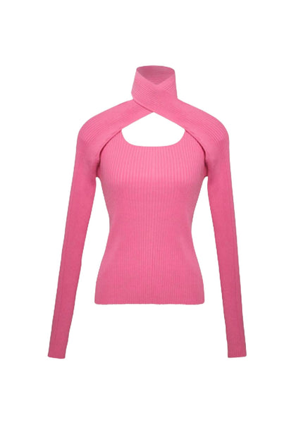 Wynn Hamlyn Loop Layered Knit Top Pink Small 3