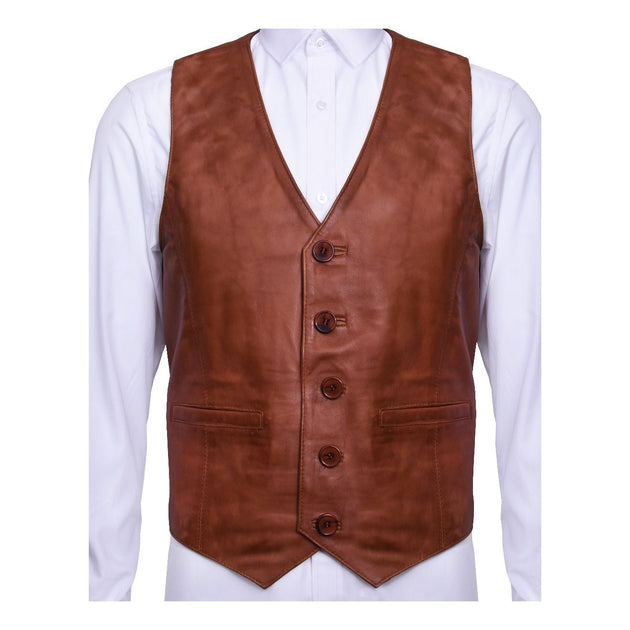 Infinity Mens Leather Waistcoat White Small 3