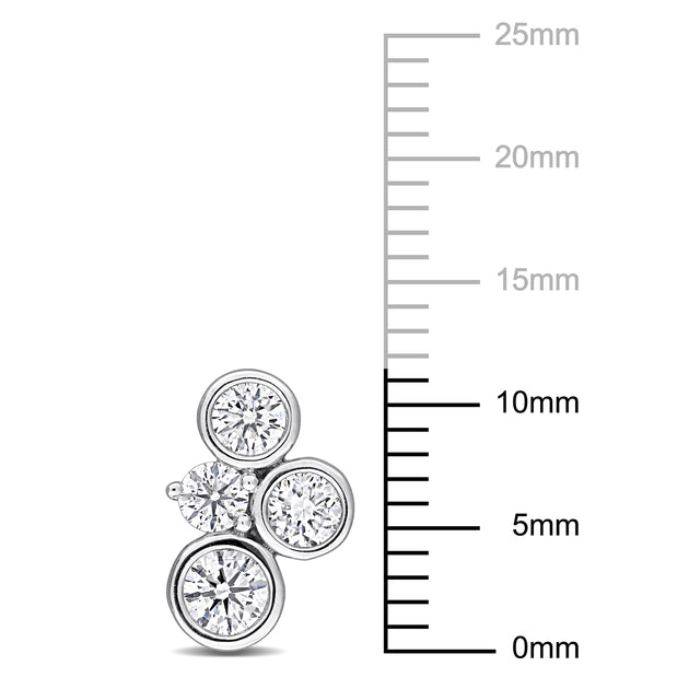 Mimi & Max Created Forever 1ct TW Lab-Grown Diamond Cluster Stud Earrings Sterling Silver Silver 5