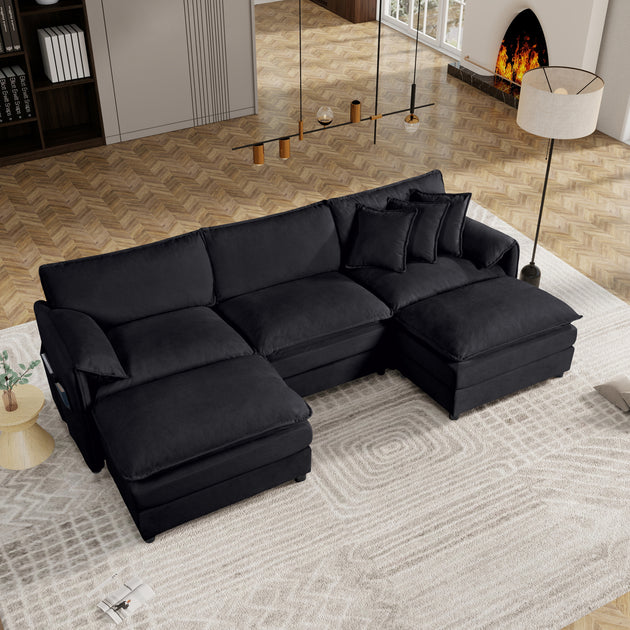 Streamdale Black Chenille Modular Sectional Sofa 2