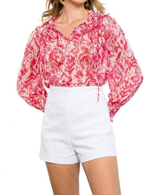 THML Sheer Print Top Pink Medium 4