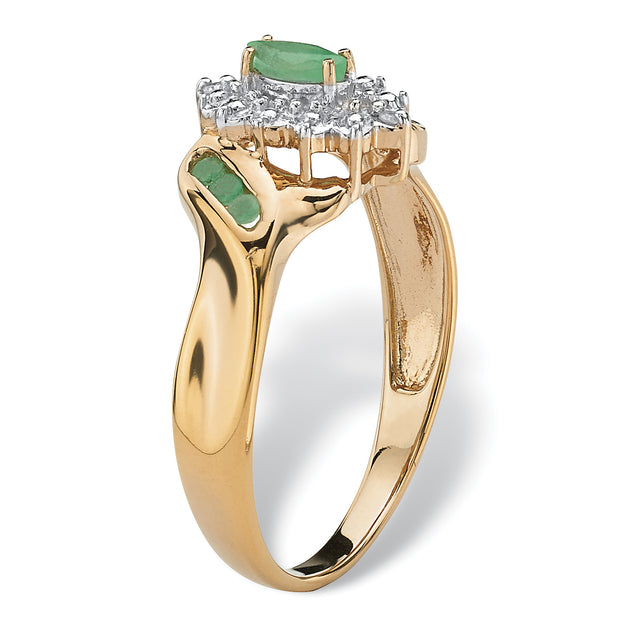 Palm Emerald Diamond Accent Sterling Silver Ring Green US 8 3