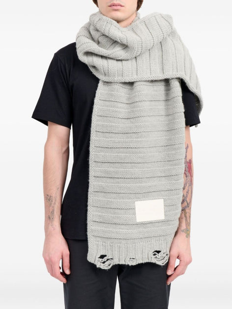 スカーフ Mm6 By Maison Margiela Textured Ribbed Wool Scarf With Mm6 By Maison Margiela Textured Ribbed Grey Scarf With