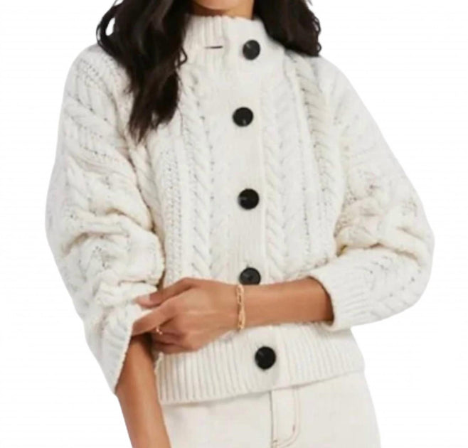 SOMETHING NAVY Cable Knit Cardigan Beige XXLarge 2