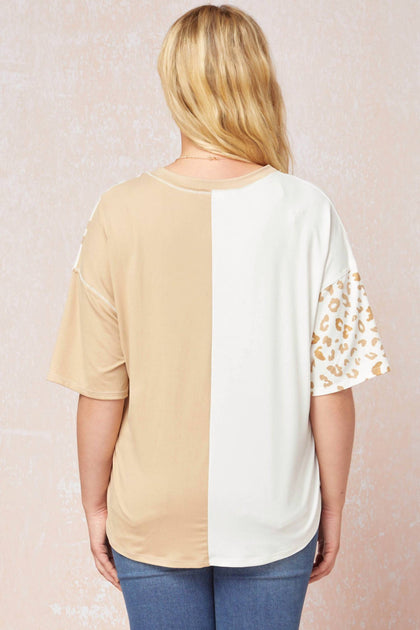 Entro Color Block Leopard Top White 1X 4