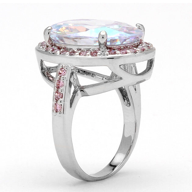 Palm 13.57 TCW Aurora Borealis Pink Cubic Zirconia Ring Multi US 6 3