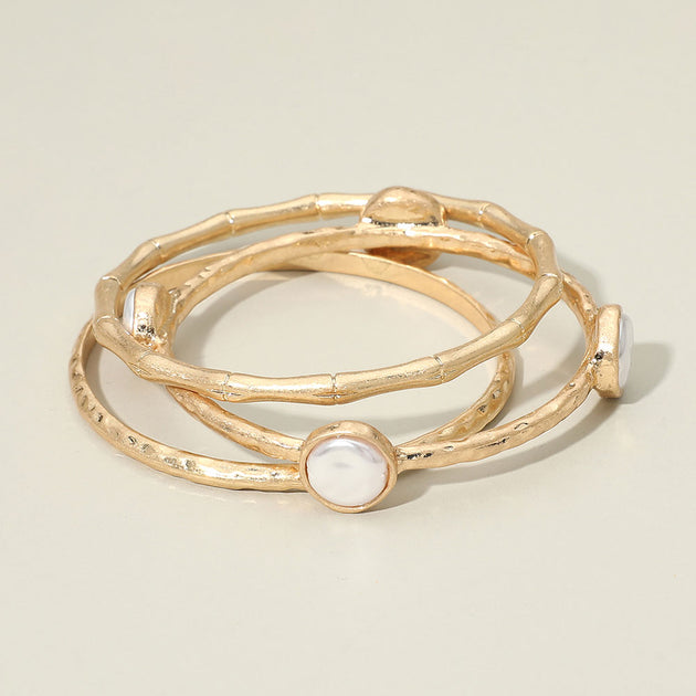FASHNZFAB Pearl Accent Layered Bangle Silver One Size 3