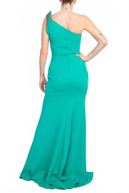 Jovani One Shoulder Crepe Gown Blue US 10 4