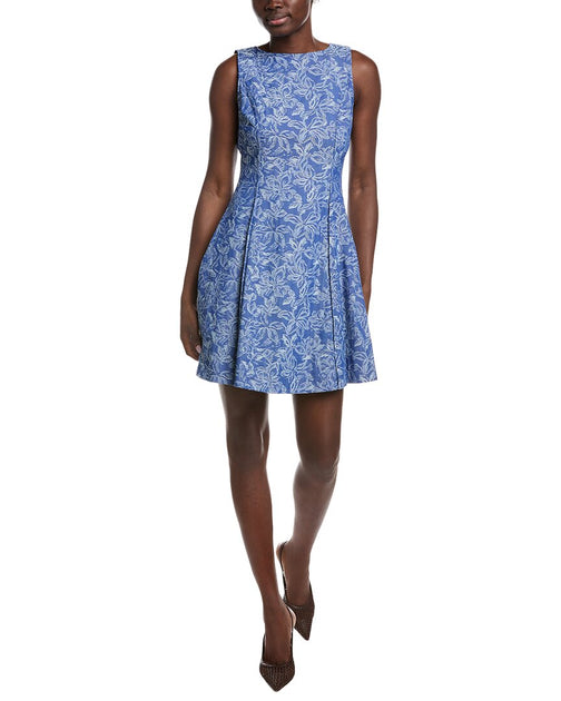 Derek Lam 10 Crosby Cayman Jacquard Kleid Blau US 6 2