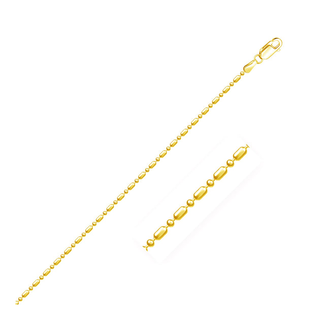 FASHNZFAB Alternating Bead Chain Yellow Gold 1.10 mm 2