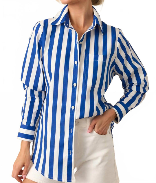Prosperina Paula Button Front Top Blue Small 2