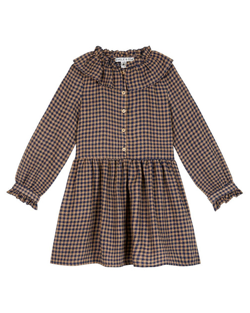 Emile & Ida Robe Vichy Fille Marron 12 2
