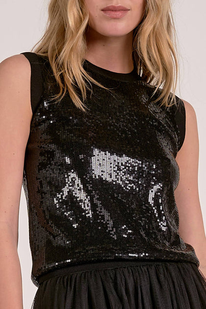 ELAN Sequin Top Black Large 4