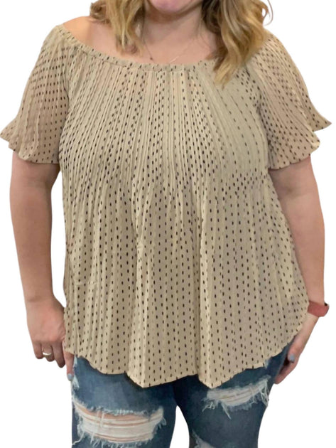 SHE + SKY Woven Off The Shoulder Top Beige XLarge 2