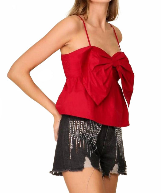 Timing Front Bow Coquette Top Red Large 3