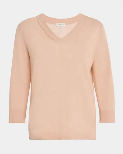 Lafayette 148 Feinmaschiger Kaschmir V-Ausschnitt Pullover Beige XLarge 3
