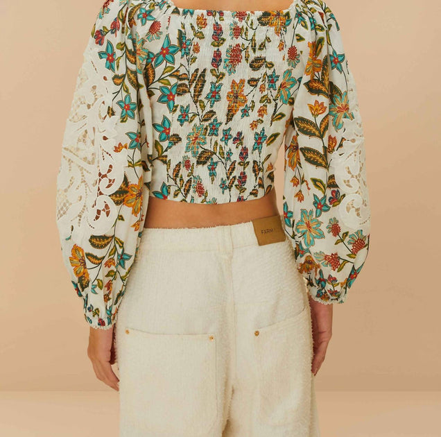 FARM Rio Botanicals Lace Blouse White Large 3