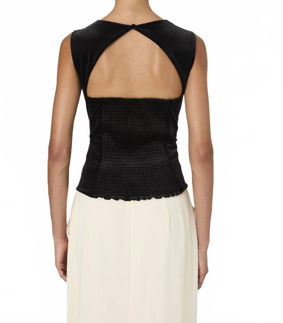 French Connection Haut Corset Velours Extensible Noir Large 4