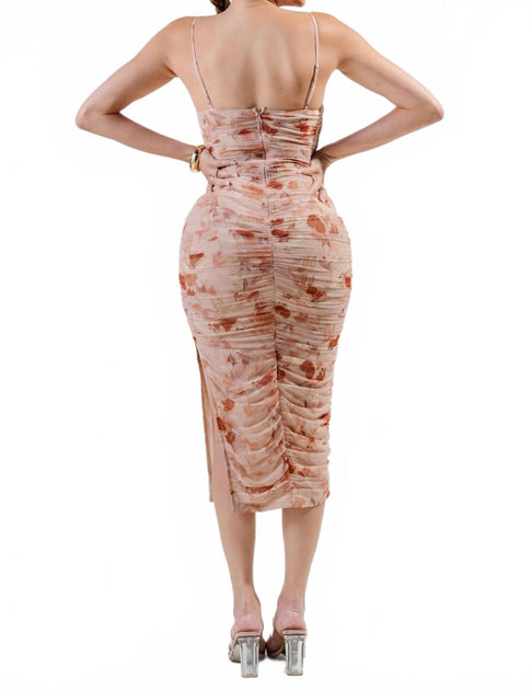 PRIVY Falling Pink Midi Dress Large 3
