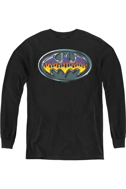 Gildan Batman Hot Rod Shield Youth Long Sleeve Tee Black Medium 2