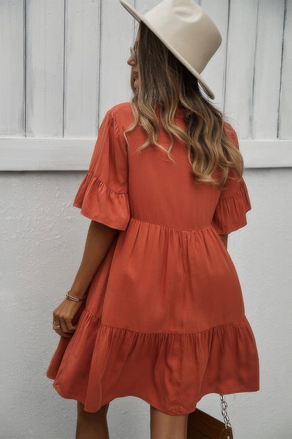 TRUEDAMES Robe À Volants Col V Beige Grand 3