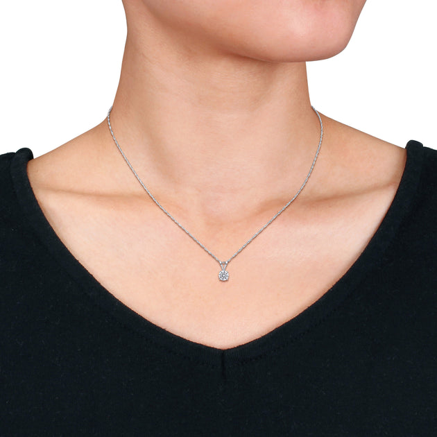 Created Forever Solitaire Necklace White Gold 18in 3
