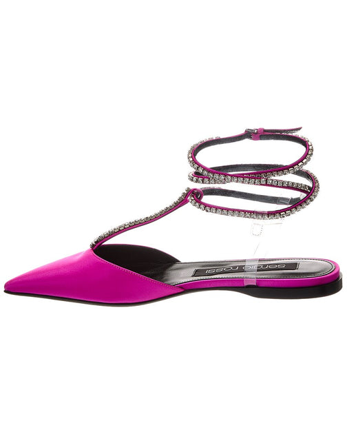 Sergio Rossi Ankle Strap Satin Flat Pink EU 36 3