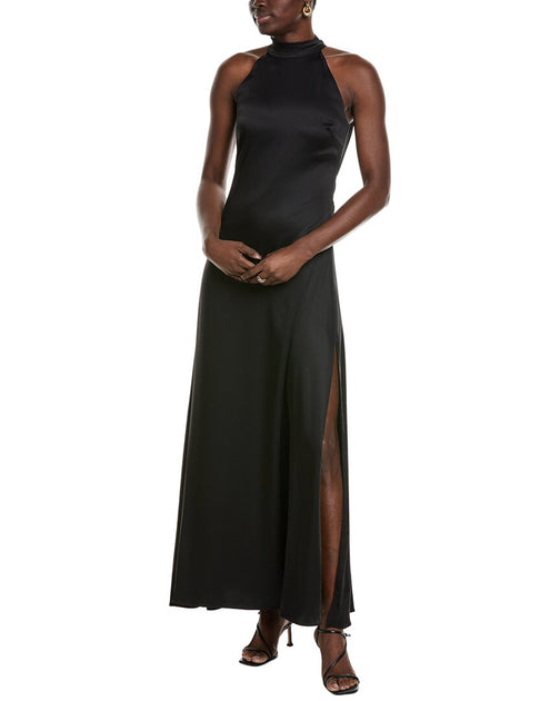 TOCCIN Jocelyn Tie-Front Satin Maxi Dress Black Small 2
