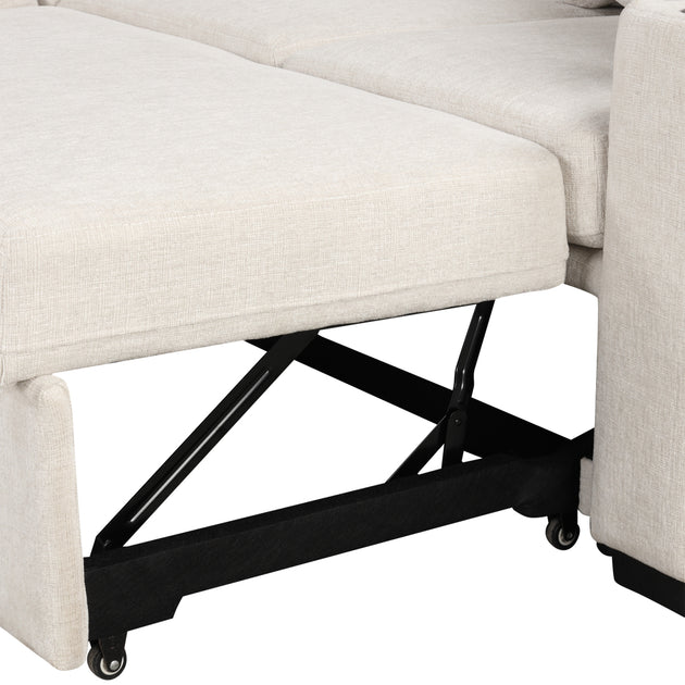 Streamdale Modern Loveseat Pull-out Sofa Bed Beige 4