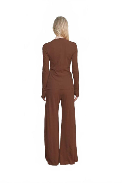 Enza Costa Easy Cuffed U Top Brown XS 3