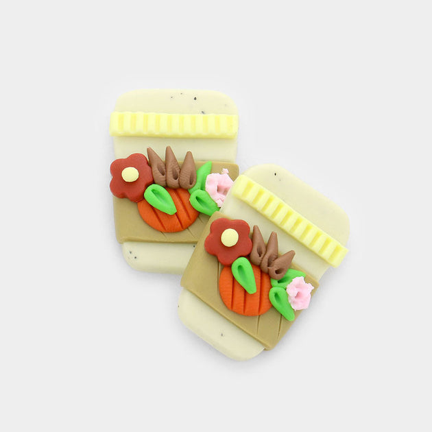 FASHNZFAB Polymer Clay Latte Stud Earrings Gold 3
