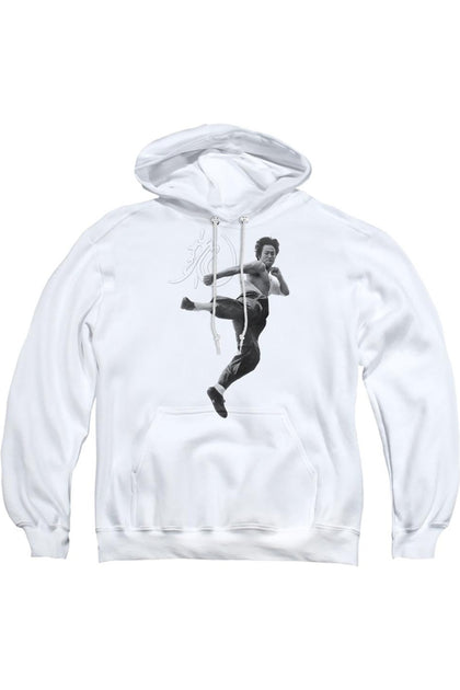 Gildan Bruce Lee Flying Kick Hoodie White Small 2